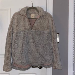 Teddy bear quarter zip Sherpa sweater